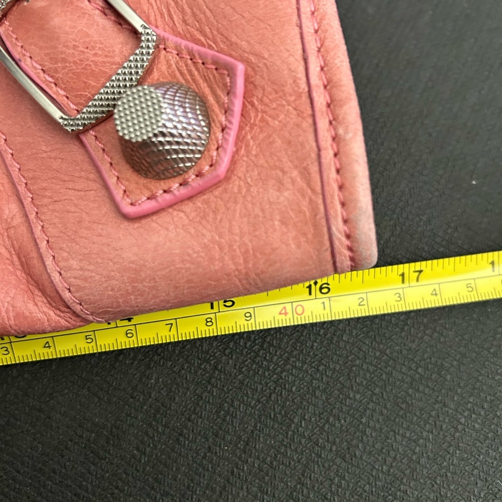 Coral Pink Leather Satchel Bag with Detachable Strap - Picture 5 of 16